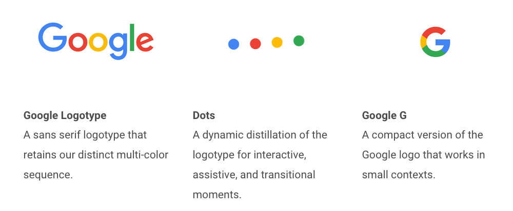 Os três elementos da nova identidade Google