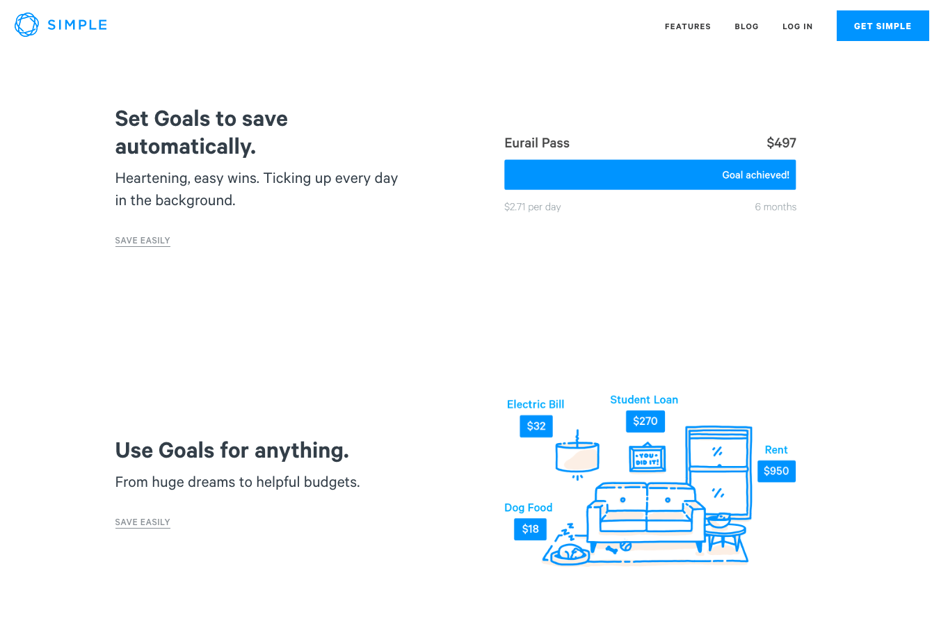 Simple Bank mostrando como pode ajudar seus clientes a poupar